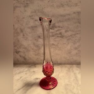 Vintage ruby red swung glass vase